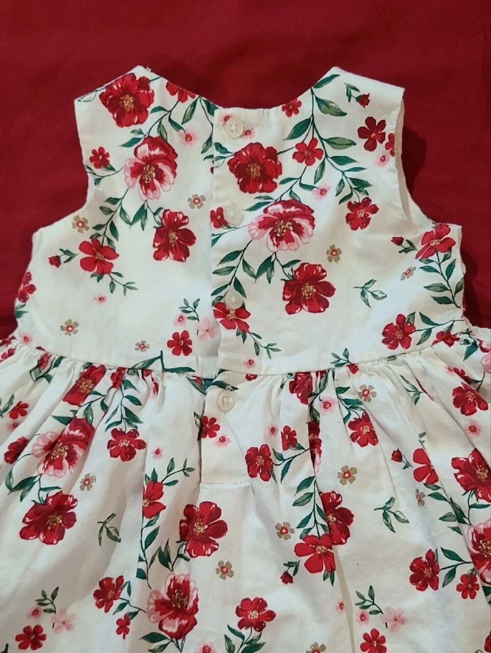 Carter's White Dress with Red Floral Print